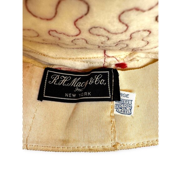 Vintage R H Macy Wool Felt Hat Red Soutache Trim New York 40s 50s Mid Century - Picture 10 of 12